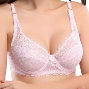 Soft Pink Lace Push-up Bra, Small